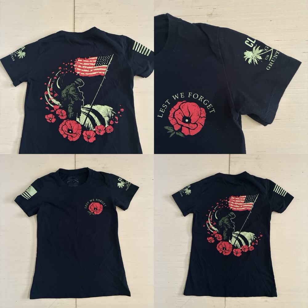 Grunt Style Women's Size S Lest We Forget Graphic Print Short Sleeve T-Shirt